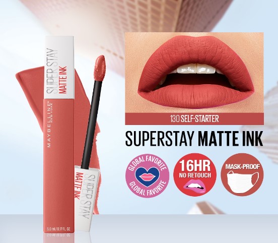 5 Pcs MAYBELLINE Superstay Matte Ink Liquid Lipstick 5 ml (130-Self-Starter)